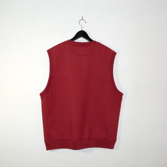 Stussy Fleece Vest Stock Logo Washed Burgundy EUC Mens XL - Picture 2 of 9